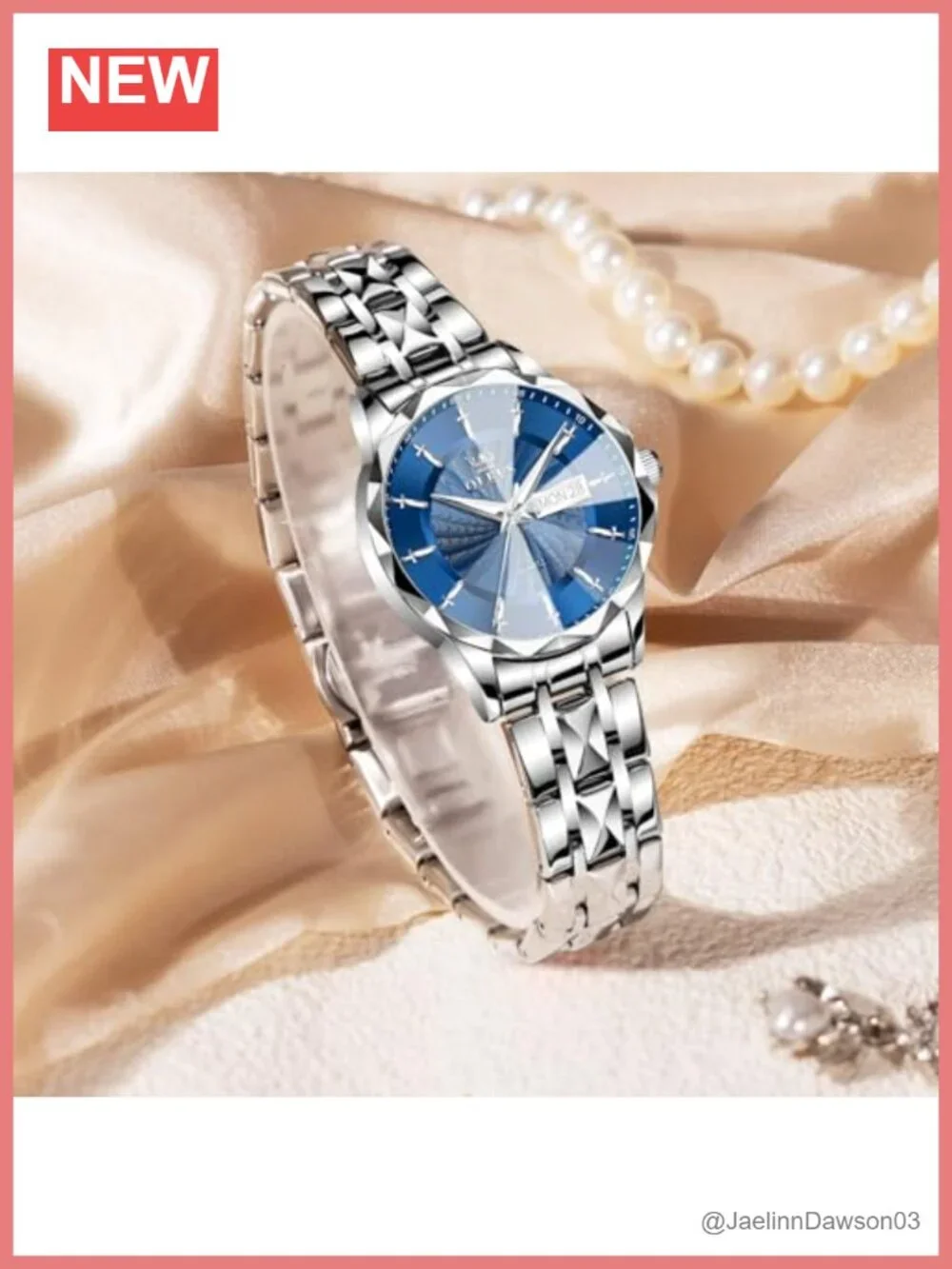 Women's Stainless Steel Watch Day Date Quartz Water Resistant Jewelry Design